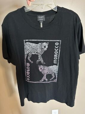David Lerner womens Black Graphic Tee - Morocco Leopard Print